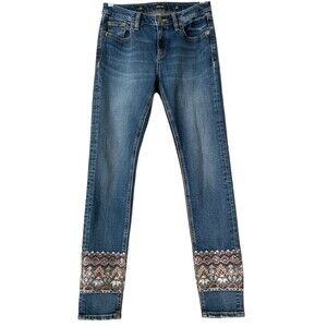 Miss Me Blue Ankle Skinny Jewel Hem Jeans 25